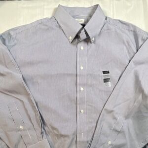 Jos. A. Bank Traveler Traditional Fit Striped Dress Shirt Blue 17 1/2 34 Cotton